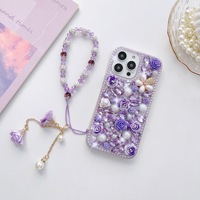 Étui de téléphone portable rigide artisanal avec motif de rose, breloque pour femmes, pour iPhone 16 15 14 13 12 11 7 8 Plus Xr Xs Max Xs