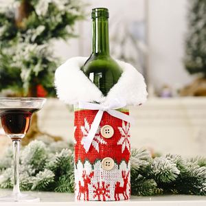 Funda de Botella de Vino con Patrón de Copo de Nieve Tejido, Decoraciones Navideñas para Fiestas, Elegante Bolsa de Regalo para Champán - Product Image 2