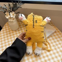 Tas HP Rajut Tangan Motif Kartun Lucu Manis Segar Musim Gugur Dingin 2023, Bahan Katun, Model Kotak Terbuka, DIY Mata Besar, Tenun, Untuk Penggunaan Sehari-hari, Ukuran Kecil