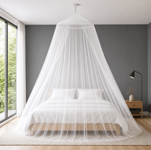 Elegante letto bianco a baldacchino rotondo letto a cupola a baldacchino rete di zanzariera principessa piegata per adulti - Product Image 1