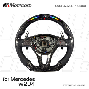 Volant en fibre de carbone forgé sur mesure avec LED intelligentes pour afficher le régime moteur pour Mercedes-Benz C63 E63 GLA CLA AMG W204 W212 Classe C Classe E - Product Image 2