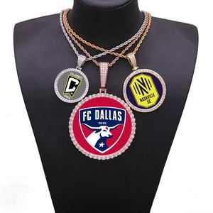 Большой круглый медальон 35/43/68 мм, инкрустированный стразами, в стиле профессионального футбола MLS, ювелирное украшение, кулон для фанатов, ожерелье в стиле хип-хоп. - Product Image 3