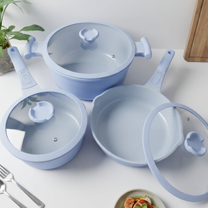 Batterie de Cuisine 6 Pièces Antiadhésive en Céramique Sanlang, Casseroles et Poêles Sûres Non Toxiques en Aluminium Moulé - Product Image 1