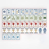 Set Mahjong Akrilik 2-Lapisan Brilliant Nights Hanukkah, 160 Buah Ubin Mahjong Ukiran Mewah untuk Perjalanan
