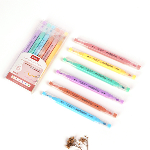 Weibo 6 chiếc bút huỳnh quang hai đầu Bộ Bút đánh dấu hình vuông đầy màu sắc để học Tô Sáng - Product Image 6