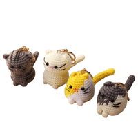 Mini porte-clés chaton en crochet, poupée amigurumi chat mignon fait main, pendentif tricoté portable pour Halloween, accessoires breloques