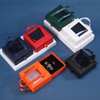 Boîte à bijoux portable mini personnalisée avec logo, petite boîte de rangement carrée de voyage pour bijoux avec fenêtre de visualisation, vente en gros