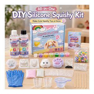 Paquete de materiales de silicona para moldes de animales, OEM de fábrica, cavidades, tarros de colores, rellenos de perlas, guantes, vasos, libro de instrucciones - Product Image 4