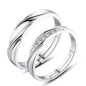 Sindlan Fashion Simple Zircon Diamond Ring Paar Paar Ringe Ehe Öffnung verstellbarer Ring