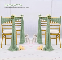 Rubans en gaze vert sauge pour décorations d'allée de mariage, nœuds de chaise, rubans universels pour housses de chaise pour décoration de fête et d'hôtel
