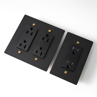 Interrupteur à bascule moleté en laiton noir, norme américaine, pour hôtel, avec prise USB GFCI 15A 110V CS-0280