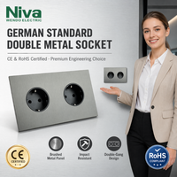 Prise électrique Niva, norme européenne Schuko, interrupteur mural, prises domestiques, panneau en acier inoxydable brossé
