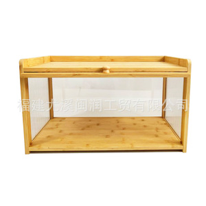 Bamboo Acrylic Bread <b>Box</b> Rectangular Dustproof Transparent Food <b>Storage</b> Container Modern Design <b>Stackable</b> Kitchen Organizer - Product Image 1