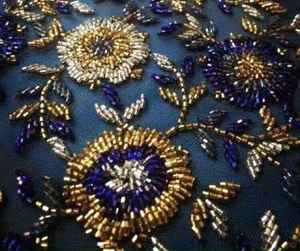 <b>Beaded</b> <b>Fabric</b> with Dense Floral Designs, Crystal Sequins, and Hand Embroidery Perfect for Runway Couture - Product Image 2