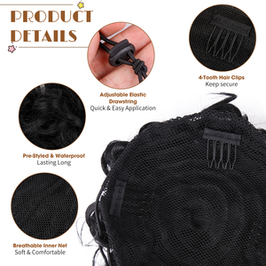 AliLeader Synthétique Doux Et Bouncy Curly Drawstring Messy Bun Fluffy Updo Hairpiece <span class=keywords><strong>pour</strong></span> <span class=keywords><strong>cheveux</strong></span> courts et fins - Product Image 6
