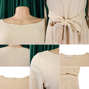 Abiti di Alta Qualità per Donna Taglie Forti Autunno Inverno, Casual con <span class=keywords><strong>Maniche</strong></span> a Tre Quarti, Collo Tondo, Elegante Vestito da Chiesa - Product Image 5