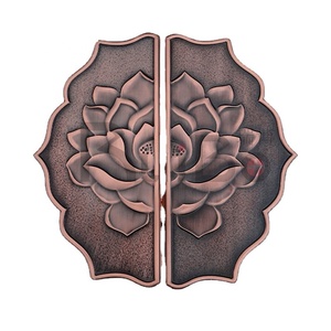 Ribo-placa de aluminio para manillar de puerta, manillar de lujo con textura de tallado, anti-gurra, mango de cobre rojo - Product Image 1