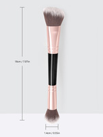 Fabrication professionnelle sur mesure, haute qualité, marque privée, 5 pièces, pinceaux de maquillage de luxe à double tête en nano-fibre avec manche en bois pour le correcteur de teint