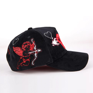 High Quality Unisex Suede Custom Embroidery Logo 5 Panel Hats <strong>for</strong> <strong>Men</strong> Baseball <strong>Cap</strong> With Rhinestone Logo - Product Image 2