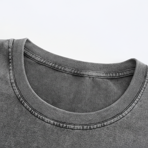 Camiseta de algodón lavada con ácido de 270gsm, camiseta de manga corta holgada desgastada Vintage, camisetas lavadas de gran tamaño Unisex con hombros caídos - Product Image 1