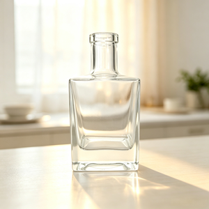 Botellas de Licor Cuadradas de Vidrio Transparente de 250ml/500ml al por Mayor, Reutilizables con Tapón de Corcho para Vodka, Whisky, Brandy, Ginebra y Ron - Product Image 3