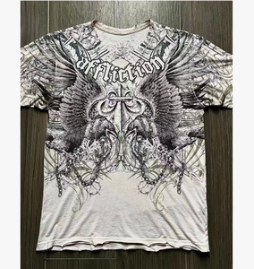 T-shirt à manches courtes pour homme Miami Ink, motif crâne rouge, coupe classique, col rond, style punk, imprimé, jersey de coton - Product Image 2