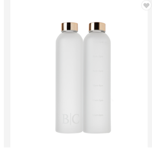 Botella de agua de vidrio esmerilado de borosilicato alto, gradiente colorido, 32OZ, con marcador de tiempo - Product Image 4