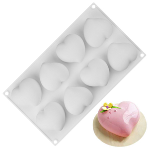 MUYULINS Molde de silicona para mousse de boda con forma de corazón de 8 cavidades, molde para hornear pasteles - Product Image 1