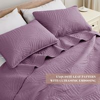 Couvre-lits en microfibre doux et léger, lavande poussiéreuse, couvre-lit, ensemble de literie avec motif de feuilles pour toutes les saisons