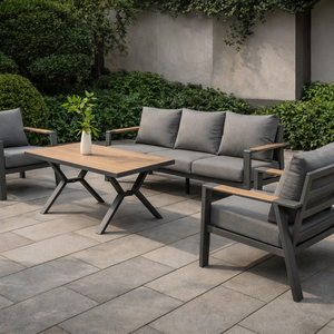 Conjunto de Sofás de Aluminio para Patio, Resistente a la Intemperie IPX5, para Jardín y Césped, Acabado Resistente a los Arañazos, Sofá para Exteriores - Product Image 1