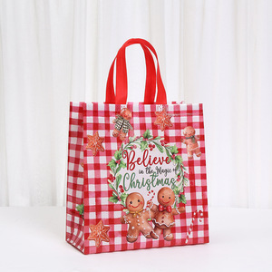 <b>Christmas</b> Non Woven Printed <b>Gift</b> <b>Bags</b> Laminated 3D Foldable Tote <b>Bags</b> For Holiday Shopping And Present Giving - Product Image 3