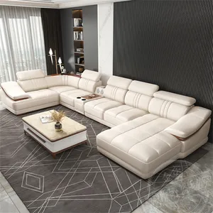 American Style Big House Antique Sofa Combination Living Room Set Classic Real Genuine Leather Sofa