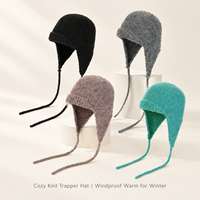 Bonnet tricoté doux et moelleux pour femme, coupe-vent, protection des oreilles, décontracté, avec longues attaches