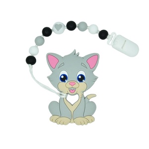 Belle Animal <span class=keywords><strong>Dentition</strong></span> Bébé <span class=keywords><strong>Silicone</strong></span> Perles Blanc Mannequin Sucette Chaînes - Product Image 6