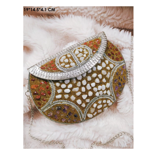 Indian Women's Bohemian Style Handmade Metal Clutch Messenger <b>Bag</b> Elegant <b>Boho</b> Evening Shopping Party Shoulder <b>Bag</b> Lightweight - Product Image 5