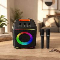 BKK / OEM Enceinte Karaoké 50W Étanche IPX4 avec Lumières LED RGB et 2 Microphones Sans Fil, Prête pour les Fêtes, en Plastique