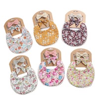 Bavoir pour nouveau-né en coton respirant double face pour bébé, ensemble de bandeaux salivaires et fleurs anti-vomissements pour garçons et filles