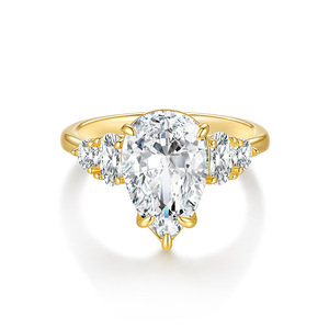 Bague en argent sterling S925 avec moissanite en forme de poire, trois pierres, luxe léger, plaqué or, bicolore, pour femme, fiançailles, mode - Product Image 4