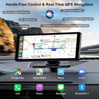 Système de navigation automobile portable avec écran tactile capacitif IPS HD de 10,26 pouces, caméra de recul rotative intégrée à l'avant, GPS intégré pour