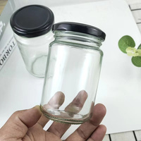 Stoples kaca persegi, 100 ml 120 ml 180 ml 280 ml 380 ml 400ml 500 ml tutup sekrup logam madu