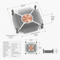 Heatsink CPU Inti Tembaga Murni C1100 Ekstrusi Aluminium AL6063 T5, Radiator Presisi CNC untuk Pendinginan PC Box Embedded