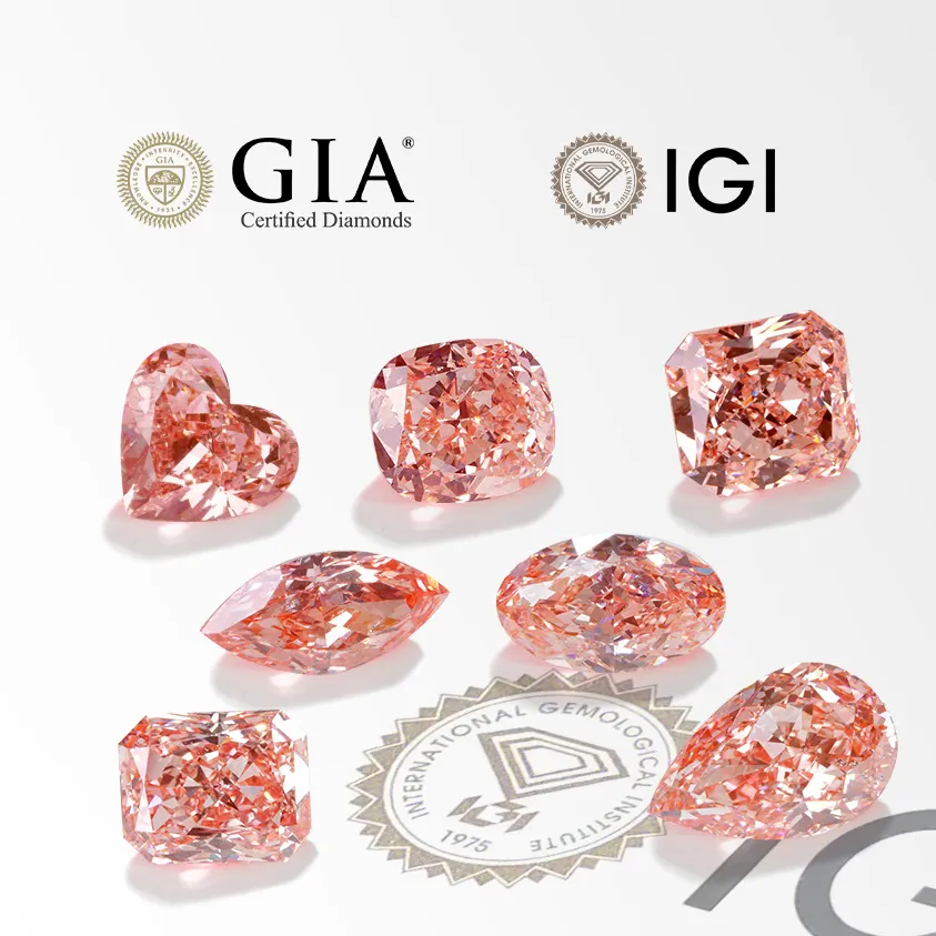 Pedra de diamante natural solta CVD HPHT GIA IGI Certificada 1CT 4CT Oval Pear H VVS VVS1 VVS2 para laboratório rosa joia personalizada