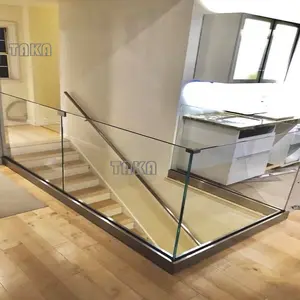 Glass Railing Aluminum U Channel Glass Railing Shoe Side Mounted Glass Balustrade