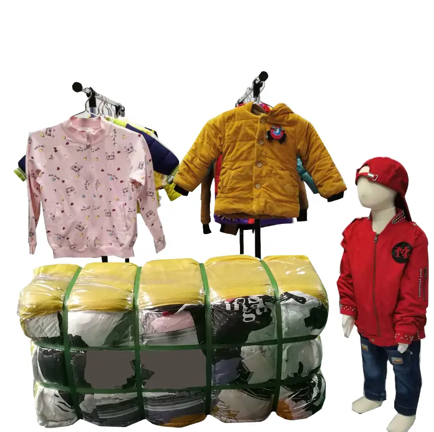 سترة أطفال شتوية مستعملة رائعة في بالات, ملابس مستعملة من مورد المصنع فائق الجودة