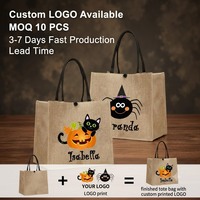 Bolsas de Yute Personalizadas para Halloween con Nombre, Bolsas de Regalo para Caramelos o Broma, MOQ Bajo de 30 Piezas, Bolsas de Yute con Estampado de Calabaza y Araña
