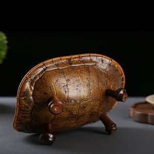 Bamboo Woven Tortoise Shell Fruit Basket Irregular Shape Standing Type For Living Room <b>Storage</b> <b>Tray</b> New Chinese Style - Product Image 4