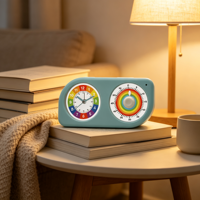 Minuteur visuel double écran LCD à piles AA, avec compte à rebours de 60 minutes, commande tactile, petit format carré en plastique, pour cuisine