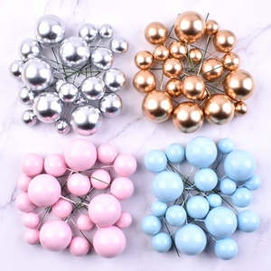 XJH 20pcs vente en gros boule d'or fête d'<span class=keywords><strong>anniversaire</strong></span> gâteau Topper thème <span class=keywords><strong>anniversaire</strong></span> fausses boules pour la décoration de gâteau - Product Image 3