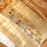 Perhiasan Mewah Perak 925 Sterling Batu Permata Warna-warni Kristal Alami Topaz Liontin Pita Kalung untuk Pernikahan