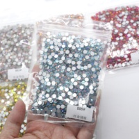 SS6 8 10 12 16 20 30 Kristal Flat Back Non Hotfix Berlapis Warna AB untuk Dekorasi DIY